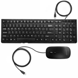 bestor Wired Keyboard and Wired Mouse Combo, Full-Size Keyboard and Mouse Combo with Optical 3 Button Mouse, USB Plug-and-Play, Compatible with Desktop, Laptop, (Black) image 1