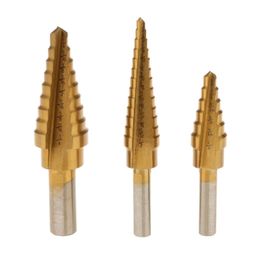 robodo 3 Pieces Hss Steel Step Cone Drill Titanium Bit Set Hole Cutter Triangular Shank image 1