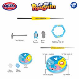 Skoodle Quest Bail Out Penguin Ice Breaker Beating Toy Game | Kids Mini Table | Balance Ice Cubes Breaking | Save The Penguin Puzzle | Block Game | 2-4 Players | Age 6+ image 5