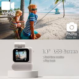 MENTAL GENTLE mini Camera Keychain for HD 1080p Nostalgic Retro Photos, Video Effects vlogging, Real with 1.4 in LCD Screen | 32 gb sd Card Portable Camera for Travel Study Recording (White) image 2