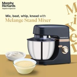Morphy Richards Melange 800W Stand Mixer | Multi purpose functioning - Mixing, Beating, Kneading, Whisking| 8-Speed Level|Attachments-Dough Hook, Whisk, Mixing beater|2-Yr Warranty by Brand| Navy Blue image 2