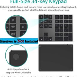 elbme ELBME® Bluetooth Numeric Keypad, Rechargeable Numeric Keypad Slim 34-Keys External Numpad Keyboard Bluetooth Number Pad,Numeric Keyboard Small Keypad for Laptop Desktop PC Computer Tablet Window_1 image 2