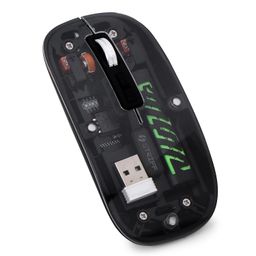 STRIFF Transparent Wireless and Bluetooth Rechargeable Mouse, USB Receiver,LED Battery Magic Silm for Office/PC/Mac/Laptop/Apple/ipad image 1