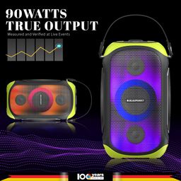 Blaupunkt ATOMIK LYTZ Party Cube I 90W Party Speaker with Bass Boost Equalizer I 9 Aura Light Modes I Wireless Karaoke Mic I Advance Cube Design and Free Tripod with Warranty Registration image 5