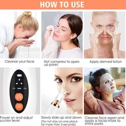 quiqshipp 6 in 1 Multi-function Blackhead Remover Tools | Electric Derma suction Machine | USB Rechargeable Acne Pimple Pore Cleaner Vacuum tool - Facial Cleanser Device for Nose & Skin Care (White) image 2