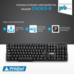 ProDot Hindi Remington USB Wired Keyboard I Plug & Play Technology I 104 Keys I 10M Key Life I 1.2m Cable I Rupee Key I Spill Resistant Design I Compatible with Windows, iOS, Linux I 1 Year image 3