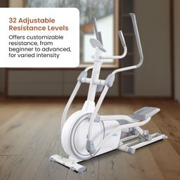 KFS FITNESS Elliptical Cross Trainer with App Connectivity, Dual-Rail System, 10Kg Flywheel, 32-Level Auto Tension, Max 135kg Load, 17" Stride, LED Console, BT Compatible with Fitness Apps - White image 3