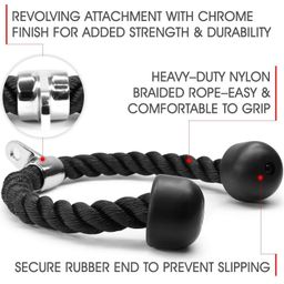 LETSPLAY Imported Triceps Rope,Cable Cross D Handle,Seated Row Grip V Tricep Press Down Bar Black Colour image 5