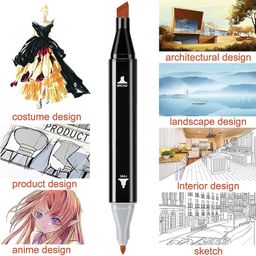 Wynhard Alcohol Markers Sketch Pen Set Dual Tip Brush Pens Markers for Drawing 48 Color Dual Tip Art Markers Set Chisel & Fine Colour Marker Set Alcohol Based Markers Sketch Marker Drawing Marker image 3