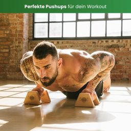 woodpower WOODPOWER® - PowerBars, Wooden Parallettes Push Up Bars, Joint-Friendly Beech Wood Calisthenics Equipment for Home, Durable Handstand Trainer Push Up Handles for Floors, XS, Set of 2 (Classic) image 2