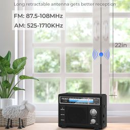 PRUNUS J-136 Portable AM FM Radio with Best Reception,D Battery Operated or Plug in Wall, Transistor Radio,Loud Speaker Support AUX in and Microphone in, Small Radios Portable image 3