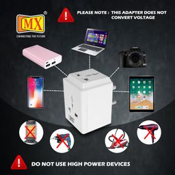 MX 3 pin 3 Way Universal Travel Adapter Multi-Plug | 3 pin Multi Plug Socket | 2 pin 3 pin multiplug Socket - Three pin Plug Socket International Travel Adapter max 250W for Home, Office Laptop image 5