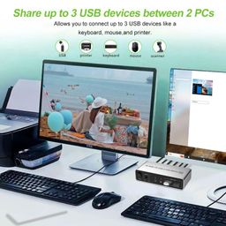 Dual Monitor HDMI Displayport KVM Switch 2 Computers 4K 60Hz, 4 USB 3.0 Ports HDMI Displayport KVM Switcher for 2 PCs Sharing Keyboard, Mouse, Printer, and Scanner, Supports Extended/Copy Mode image 5