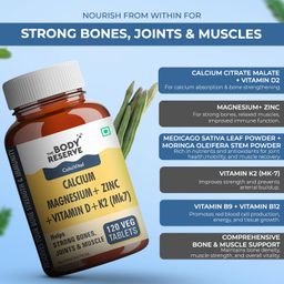 the body reserve Calcium Tablets For Women & Men- 120 Tablets, Calcium Magnesium & Zinc Supplements For Man With Calcium Citrate, Vitamin K2, MK7 & Vitamin B12 To Support Joints & Bone Health (4 Months Supply Pack) image 4