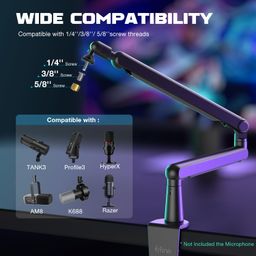 FIFINE Microphone Arm Stand, Boom Arm Stand with Desk Mount Clamp, Screw Adapter, Cable Management, Suspension Scissor Mic Stand for Boom Stick Microphone, for Podcast Streaming Gaming Studio-BM88 image 4