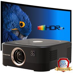 E GATE Duster 8X Projector | 100% Dust Proof | Automatic Android Projector | 800 ISO Lumen | 1080p Native & 4K HDR | HDMI ARC | 18watt DSP Audio, Voice Remote, 1GB-32GB, Triple Wifi6, Netflix, EGate image 1