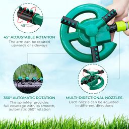 roots & leaf 360° Automatic Rotating Garden Sprinkler with 45° Adjustable Arms | Durable ABS Material | Coverage up to 32 Feet | for Efficient Watering in Gardens and Lawns (Pack of 1) image 3
