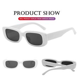 izaan mart Women's Retro Driving Rectangular Mirrored Sunglasses White Frame, Black Lens (Medium, Set Of 1) image 2