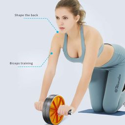 wearslim Wearslim® Professional 2-Level Adjustable Aerobic Stepper & Non-Slip Handles Double Wheel Ab Roller, Non-Slip Textured Surface Workout Fitness Step Platform, Abdominal Workout Equipment with Knee Mat image 3