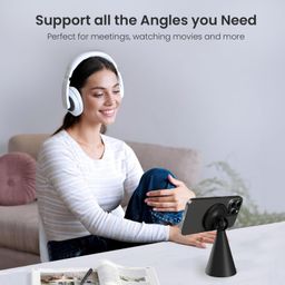 Portronics Mogun 5 Compatible with Magsafe only, Magnetic Universal Phone Holder, Ideal for Desks, 360°Rotation & 180°Pivot, Sturdy Build Material, Strong Magnetism (Black) image 5