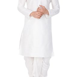 vastramay Men's Brown Silk Blend Kurta and Gold Dhoti Pant Set – Traditional Ethnic Wear for Weddings, Festivals & Celebrations image 1