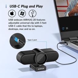 airhug Webcam No Mic with Privacy Cover, USB Web Cam for Computer and Laptop Plug & Play, Web Camera Without Audio, 78° Wide-Angle,for Streaming and Conferencing (4K Webcam No Mic) image 5