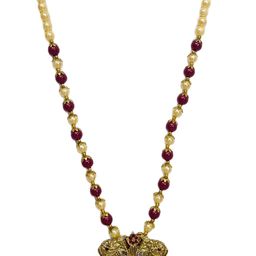 pinkart gem for a gem Puli Goru Golden & Maroon Pendents & Perl Mala, With Adjustable Cord For Men image 5