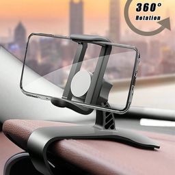 VEROX 360-degree Car Mobile Holder for Dashboard | Adjustable Spring Clip with Rotating Rearview Mirror Mount- Black image 4