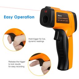 Helect Plastic Non-Contact Digital Laser Infrared Thermometer Temperature Gun With Lcd Display -58°F To 1022°F (-50°C To 550°C), Orange, Pack of 1 image 4