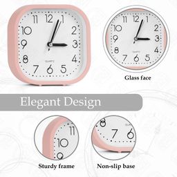 ABOUT SPACE Alarm Clock - Analog Clock for Heavy Sleepers - Battery Powered Table Clock for Study Table Home Office Students Bedroom - Pink (Battery Not Included) - PVC L 12.5 x B 4.3 x H 12.8 cm image 4