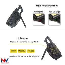 NAARI Villa Rechargeable Portable Keychain LED Light, Mini COB as Emergency Light with Bottle Opener, Magnetic Base and Folding Bracket, Useful in Trekking, 4 Modes of Light image 5