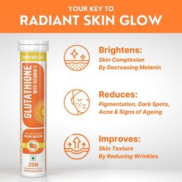 Nutrabud Glutathione Tablets 500mg with Vitamin-C - 20 Effervescent Tablets - Supports Radiant Skin Glow for Women, Men (Orange, 20 Count (Pack of 1)) image 4