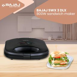 Bajaj SWX 3 Deluxe 800W 2-Slice Sandwich Toaster with Toast Plates | Non-Stick Coated Plates | Upright Compact Storage | Buckle Clip Handle | 2-Yr Warranty by Bajaj 【Black】 image 2