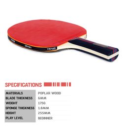TANSO Aeron Table Tennis (TT) Racket (Engineered Ply, Consistent Bounce and Spin, Ergonomic Grip Handle, Beginner and Recreational Players) image 2