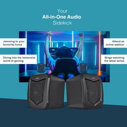 FINGERS DeskSound 2.0 USB Powered Multimedia 2.0 Speakers with Inline Volume Controller and Simple Plug-n-Play (Midnight Black) image 4