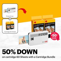 KODAK Mini 2 Retro 4PASS Portable Photo Printer (2.1x3.4 inches) + 68 Sheets Bundle, White image 2