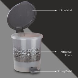 Nayasa Funk Waste Paper No. 427, Multi Purpose Dustbin with Lid & Sturdy Handle, Easy To Lift, Ideal For Home/Kitchen/Office, L 19, B 15.5, H 16 cm, Grey image 5