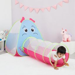 Amazon Brand - Jam & Honey 2 in 1 Elephant Tent for Kids | Pop-Up and Play | Tent with Tunnel, Multicolor image 2