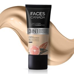 facescanada FACES CANADA All Day Hydra Matte Foundation | 3-in-1 Foundation + Moisturizer + SPF 30 | 24 HR Aloe Hydration & Vitamin C | 10HR Long Wear | Medium to High Buildable Coverage | Absolute Ivory 012 | 25ml image 1