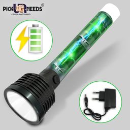 Pick Ur Needs Emergency Rechargeable Search Light LED Long Range Flashlight Torch Aluminium Body (Large) image 2