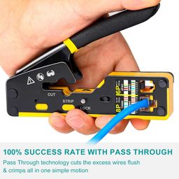 Excefore RJ45 Crimp Tool Pass Through Kit - Comprehensive Crimping Tool Set for RJ11/12/RJ45 with LAN Cable Tester and CAT6 Connectors, 50PCS image 5