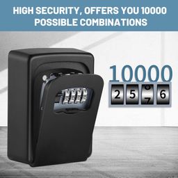 AMMIY Key Lock Box Wall Mounted,4 Digit Combination Weatherproof Lockbox For Outside House,5 Keys Large Capacity Lockbox,Key Safe Security Storage Lock Box With Resettable Code (Black) image 2