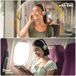 ZEBRONICS Duke 2 PRO, Wireless Headphone, 50 Hours Playback, ENC, Rapid Charging, Dual Pairing, 3 EQ Modes, Bluetooth v5.4, Call Function, Voice Assistant, Gaming Mode (Beige) image 4