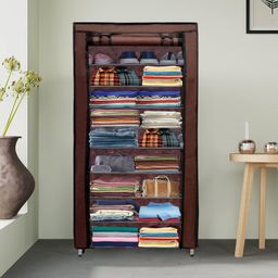 RAXON WORLD 9 Layer Brown Space-Saver Collapsible Wardrobe: Maximize Your Space with Style image 2