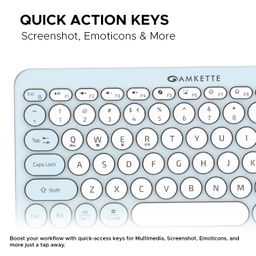 Amkette Optimus BT [New and Improved] Multi Device (4in1) Wireless Keyboard/Bluetooth Keyboard | One Click Device Switching and AI Access for Windows, MacOs, Android and iOS, Dual OS Layout (Blue) image 5
