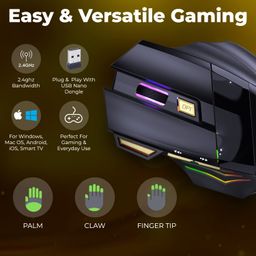 coconut WM22 Gold Wireless Gaming Mouse, 500 mAh Rechargeable Battery with 7 Color RGB LED Lighting,7 Buttons with Fire Key, Adjustable DPI up to 3200 for PC/Laptop/Mac image 3