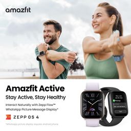 Amazfit Active 42mm AMOLED Smart Watch, Built in GPS, 14day Battery, 5ATM Water Resistant, for iOS & Android, Accurate Readings, BT Calls, Strava Support, Temperature Sensor, VO2 Max (Midnight Black) image 3
