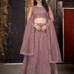 siril Women's Net Sequence Embroidery Lehenga Choli with Dupatta | Semi-Stitched Lehenga Choli image 4