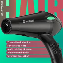 SHINON SH-9911 Professional Hair Dryer 6000 Watts 3 Heat Setting (Hot/Cool/Warm) 2 Speed Setting with Styling Nozzle Concentrator, Diffuser & Comb Nozzle, 2 Combs Styling Tool cool & hot Air, Black image 4