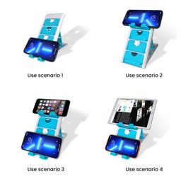 STRIFF Smartphone Stand, Tabletop, Foldable, Mobile Phone Stand, Tablet Stand, Smartphone Holder, Adjustable Height, Anti-Slip, Lightweight, Compact, Portrait and Horizontal, Easy to Carry(Sky) image 4